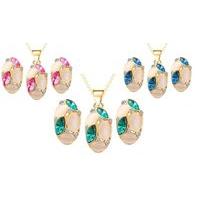 Gold Plated Simulated Opal Jewellery Set - 3 Colours