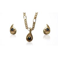 Gold-Plated Simulated Sapphire Teardrop Duo Set