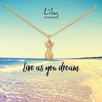 gold pineapple necklace with live as you dream message