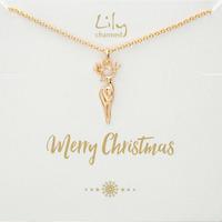 gold deer necklace with merry christmas message