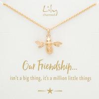 Gold Bee Necklace with \'Friendship\' Message