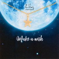 gold solid star necklace with make a wish message