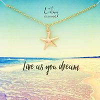 gold starfish necklace with live as you dream message