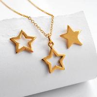 Gold Star Jewellery Set With Stud Earrings