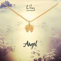 Gold Angel Wings Necklace with \'Angel\' Message