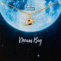 gold planet necklace with dream big message