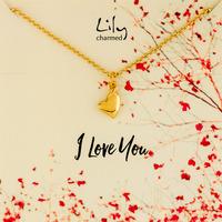 Gold Warm Heart Necklace with \'I Love You\' Message