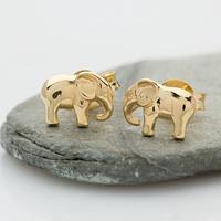 Gold Elephant Stud Earrings