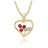 Gold Plated Sterling Silver 0.18ct Ruby Floral Heart Pendant on Chain