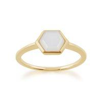 Gold Plated Sterling Silver 1.1ct Mother of Pearl Hexagonal Prism Ring