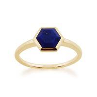 Gold Plated Sterling Silver 1.10ct Lapis Lazuli Hexagonal Prism Ring