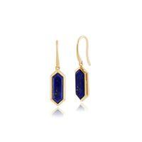 Gold Plated Silver 2.60ct Lapis Lazuli Hexagonal Prism Drop Earrings