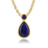 Gold Plated Sterling Silver Lapis Lazuli Cabochon Pendant on Chain