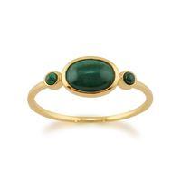 Gold Plated Sterling Silver 0.60ct Malachite Cabochon Ring