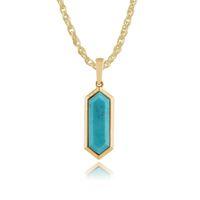 Gold Plated Silver 1.70ct Turquoise Hexagonal Prism Pendant on 45cm Chain