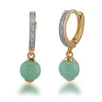 gold plated sterling silver 167ct jade 5pt diamond drop earrings