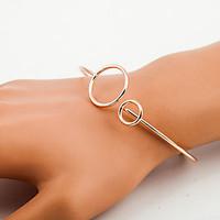 Golden Silver Hollow Circle Cuff Bangle Bracelet Jewelry Set (67cm) Christmas Gifts