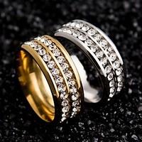 gold silver black crystal rings stainless steel wedding rings for wome ...