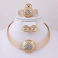 Gold-plated Fashion romantic heart line(Including Necklace, Earring, Bracelet, Ring) Jewelry Sets