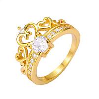 Gold Plated Rings Heart Crown Jewelry For Wedding Party Engagement Gift Valentine 1pc