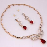 Gold Plated Romantic Zircon Necklace Set (Including Necklace, Earrings)Jewelry Sets