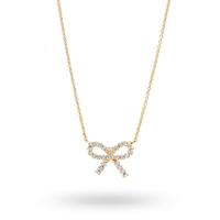 Gold Plated Cubic Zirconia Bow Necklace