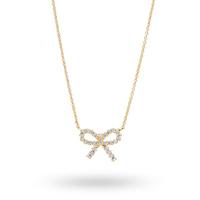 gold plated cubic zirconia bow necklace