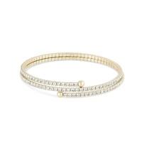Gold-plated brass crystal double row bangle