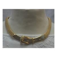 gold belt buckle necklace claire garnett size medium metallics necklac ...