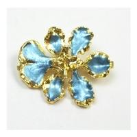 Gold tone blue flower brooch/pendant