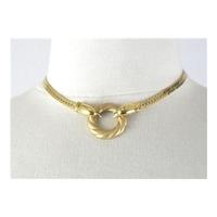 Gold tone dolphin ring chain necklace