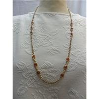 Gold and Amber Beads Necklace Garnett - Size: Medium - Metallics - Necklace