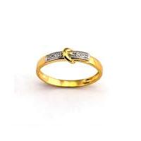 Gold Plated Silver Diamond Buckle Ring