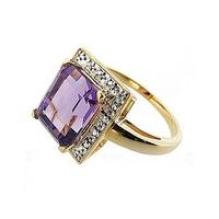 gold plated diamond and amethyst ring