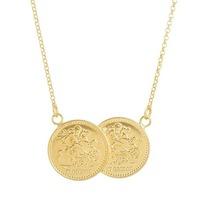 Gold Plated Small Double St George Coin Necklace BT2001