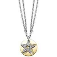 Gold Plated Stainless Steel CZ Star Disc Necklet ESNL11844B800