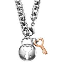 Gold Plated Stainless Steel Lock and Key Necklet ESNL11854A420