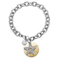 Gold Plated Stainless Steel CZ Star Disc Bracelet ESBR11607B190