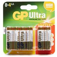 Gp Batteries Ultra Alkaline AA Batteries 8+4 Pack, Assorted