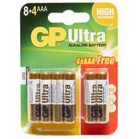 Gp Batteries Ultra Alkaline AAA Batteries 8+4 Pack, Assorted