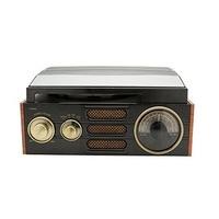 GPO Empire Classic Vintage Style 3-Speed Record Player Turntable with Analogue Radio and Built-In Speaker