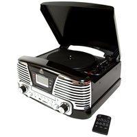 GPO MEMPHIS VINYL TURNTABLE with MP3, FM Radio & CD Deck in Black