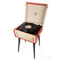 gpo bermuda record player turntable in red cream