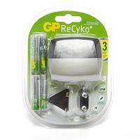 Gp Batteries ReCyko+ Travel Charger with Batteries, Silver