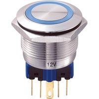 GQ22-11E/B/12V 22mm IP65 Vandal Resistant Switch SPST, On-On, Blue LED