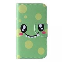 green smiling face painted pu phone case for galaxy grand primecore pr ...