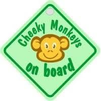 Green Cheeky Monkeys Diamond Car Window Sign
