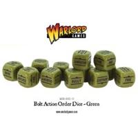 Green Pack Of 12 Bolt Action Orders Dice