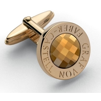Graf von Faber-Castell Gold-Plated with Chessboard Faceted Citrine Button Cufflinks