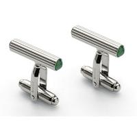 Graf von Faber-Castell Platinum Plated Fluted Bar Cufflinks Capped with Jade